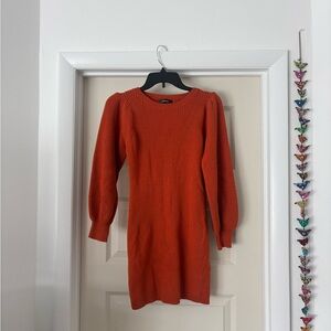 Chic Long Sleeve Knit Dress in Vibrant Orange
